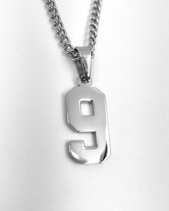 Silver Polished Jersey Number Pendant