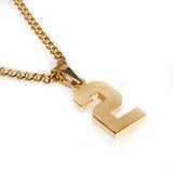 Gold Polished Jersey Number Pendant